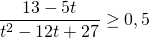 \[\frac{13-5t}{t^2-12t+27} \ge 0,5\]